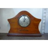 An Edward VII inlaid mahogany mantel timepiece