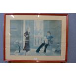 A David Hockney print, framed