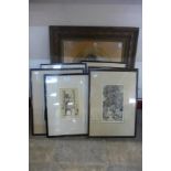 Chaz H. Clark, five etchings and two others