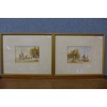 Gerald Edwin Tucker, pair of coastal landscapes, watercolour, framed