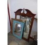 A mahogany mirror and two others
