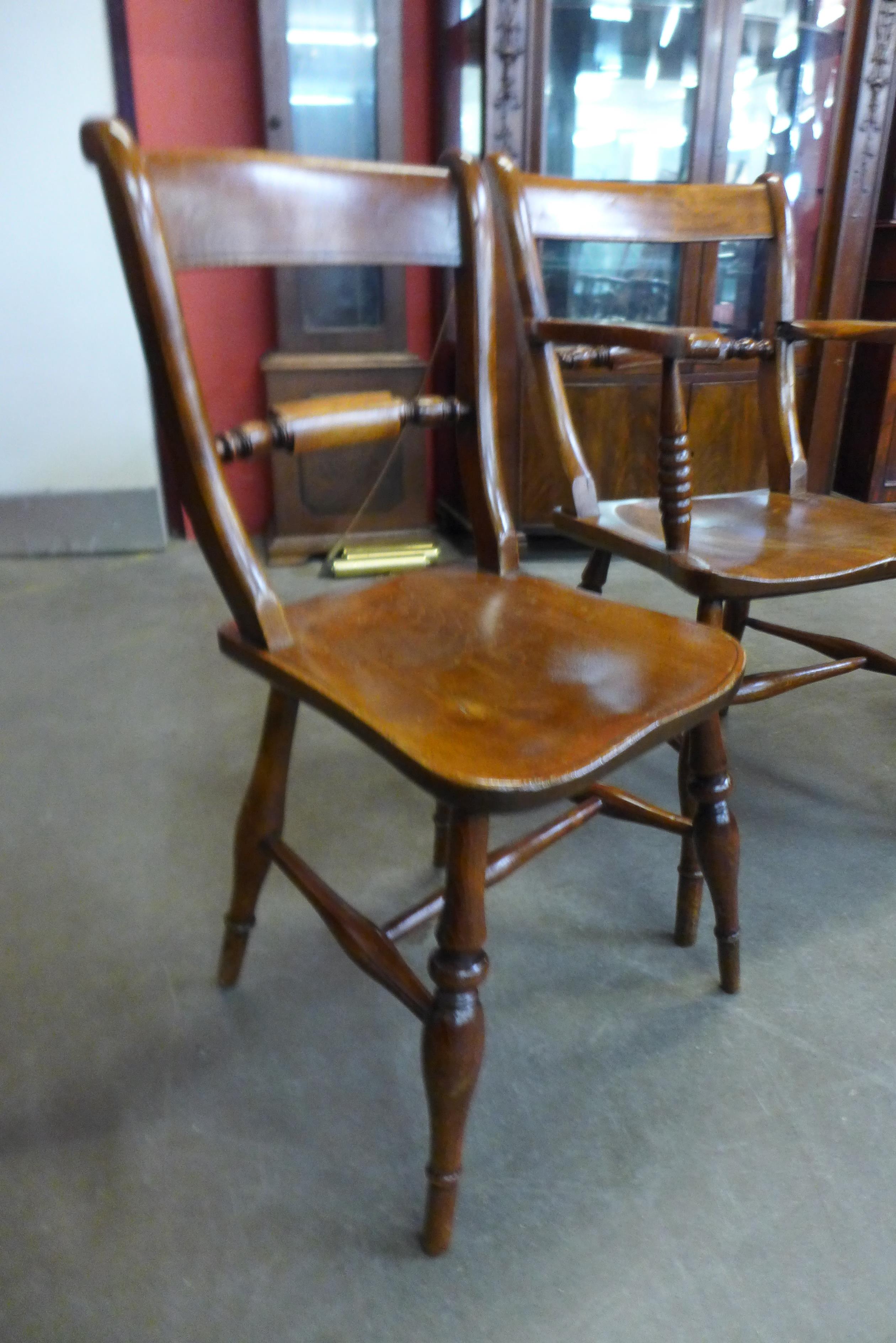 A set of five Victorian elm and beech farmhouse kitchen chairs - Image 2 of 2