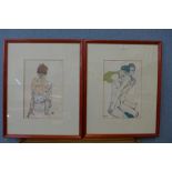 A pair of German portrait prints, framed