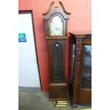 A German mahogany triple weight longcase clock, a/f