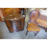 A Victorian oak hall chair and a walnut corner cabinet