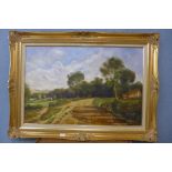 D. Edens, rural landscape, oil on board, framed