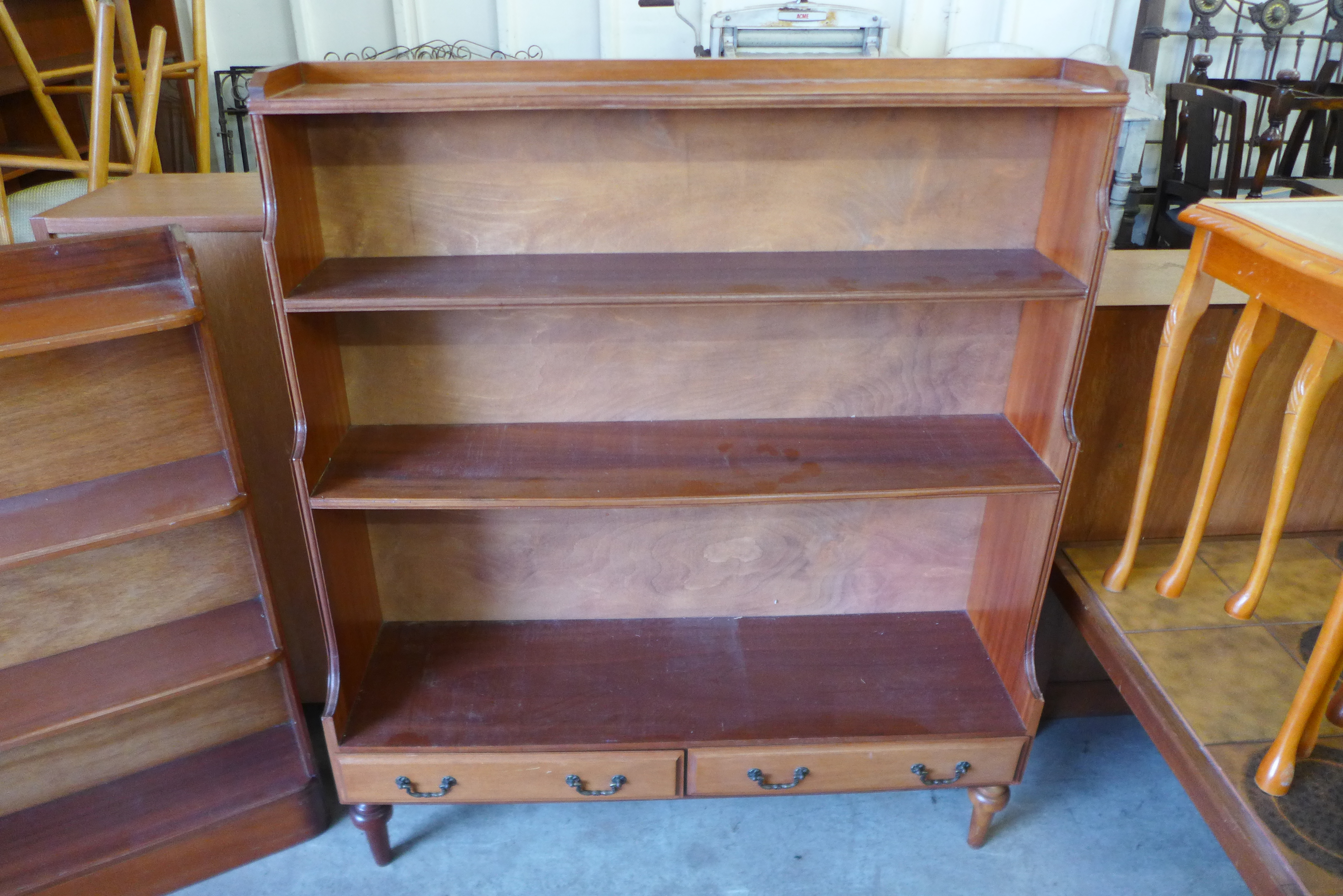 A mahogany waterfall open bookcase and one other - Image 2 of 2