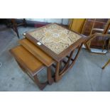 A G-Plan Fresco teak and tiled top nest of tables