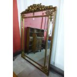 A large French style gilt framed mirror with crest, 191 x 135cms (M24238) #