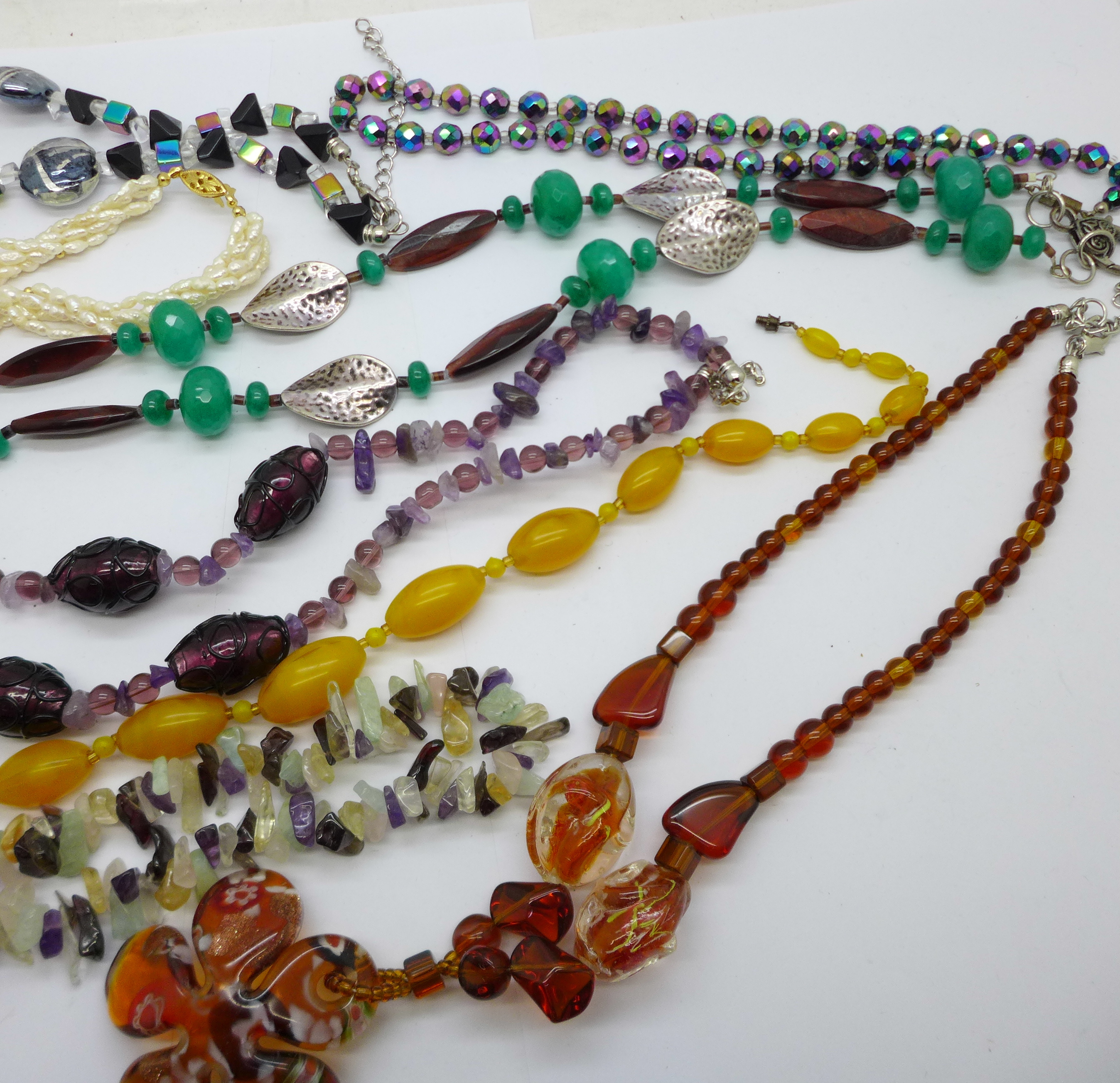 An agate and other bead necklaces - Bild 6 aus 8