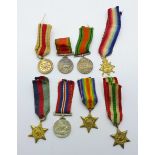 Eight WWII miniature medals and ribbons