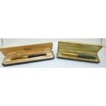 Two Parker pens with 14ct gold nibs including one '61', cased