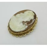A 9ct gold cameo brooch, total weight 13.5g