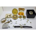 Costume jewellery, wristwatches, cased studs, etc.