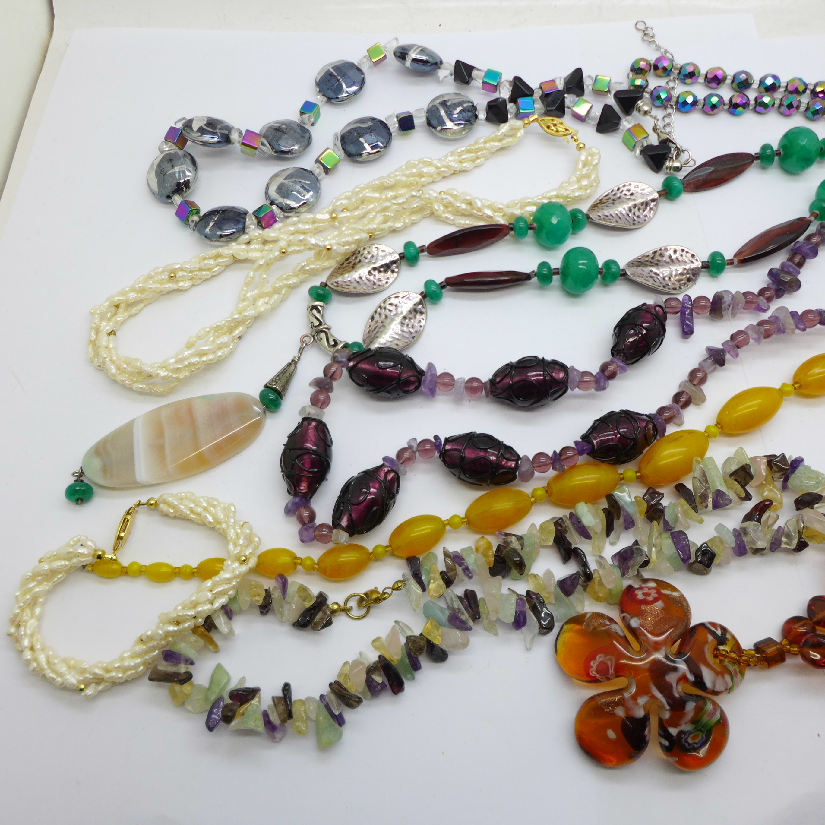 An agate and other bead necklaces - Bild 3 aus 8