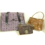 A Lulu Guinness handbag, a crocodile skin handbag and one faux