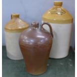 Three stoneware flagons including one salt glaze and two two-tone, Killingley & Co., Nottingham