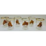 A set of six 1950's and 1960's Grand National winners shot glasses