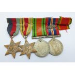 A set of four WWII medals to 155255 F. Rothwell, with oak leaf