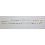 A 14ct gold mounted moonstone necklace, marked 585, lacking one stone, total weight 8g, 54cm