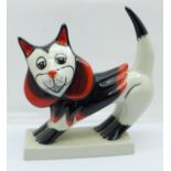 A Lorna Bailey figure of a cat, signed on the base, 14cm