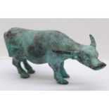 A small Chinese bronze water buffalo, 12.5cm