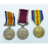 A set of three WWI medals including Army For Long Service and Good Conduct medal to 16297 Pte. F.