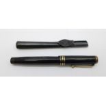 A Mabie Todd & Co. Swan leverless fountain pen with 14ct gold nib and pen holder