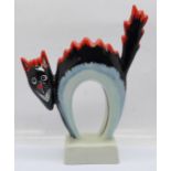 A Lorna Bailey figure of a cat, signed on the base, 16cm