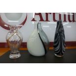 Three glass vases