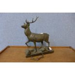 A bronze stag, antler a/f