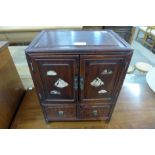 A small Chinese hardwood fitted collector's cabinet a/f