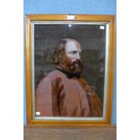 English School, portrait, reverse painting on glass, framed