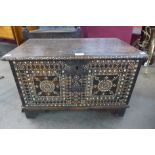 A Javanese inlaid hardwood fitted blanket chest