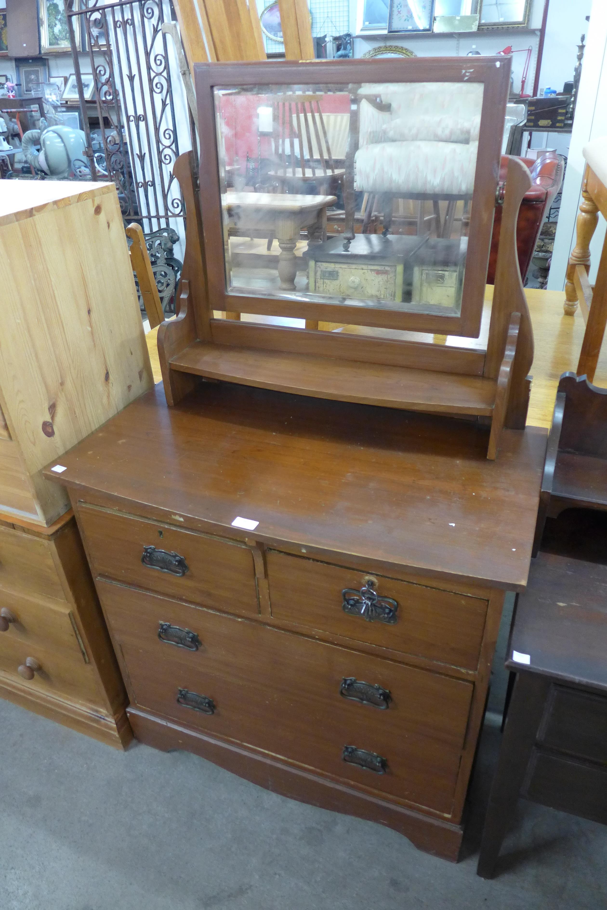 An Edward VII stained pine dressing chest