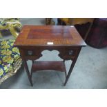 A small Edward VII inlaid mahogany two drawer side table