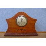 An Edward VII inlaid mahogany mantel timepiece