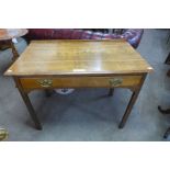 A George II oak single drawer side table
