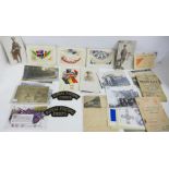 Militaria; military postcards, ration books, etc.