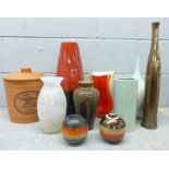 A collection of vases including John Rocha and a terracotta bread bin **PLEASE NOTE THIS LOT IS