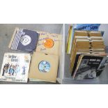 A box of 1960's, 1970's, 7" vinyl singles, Northern Soul, David Bowie, funk, etc.