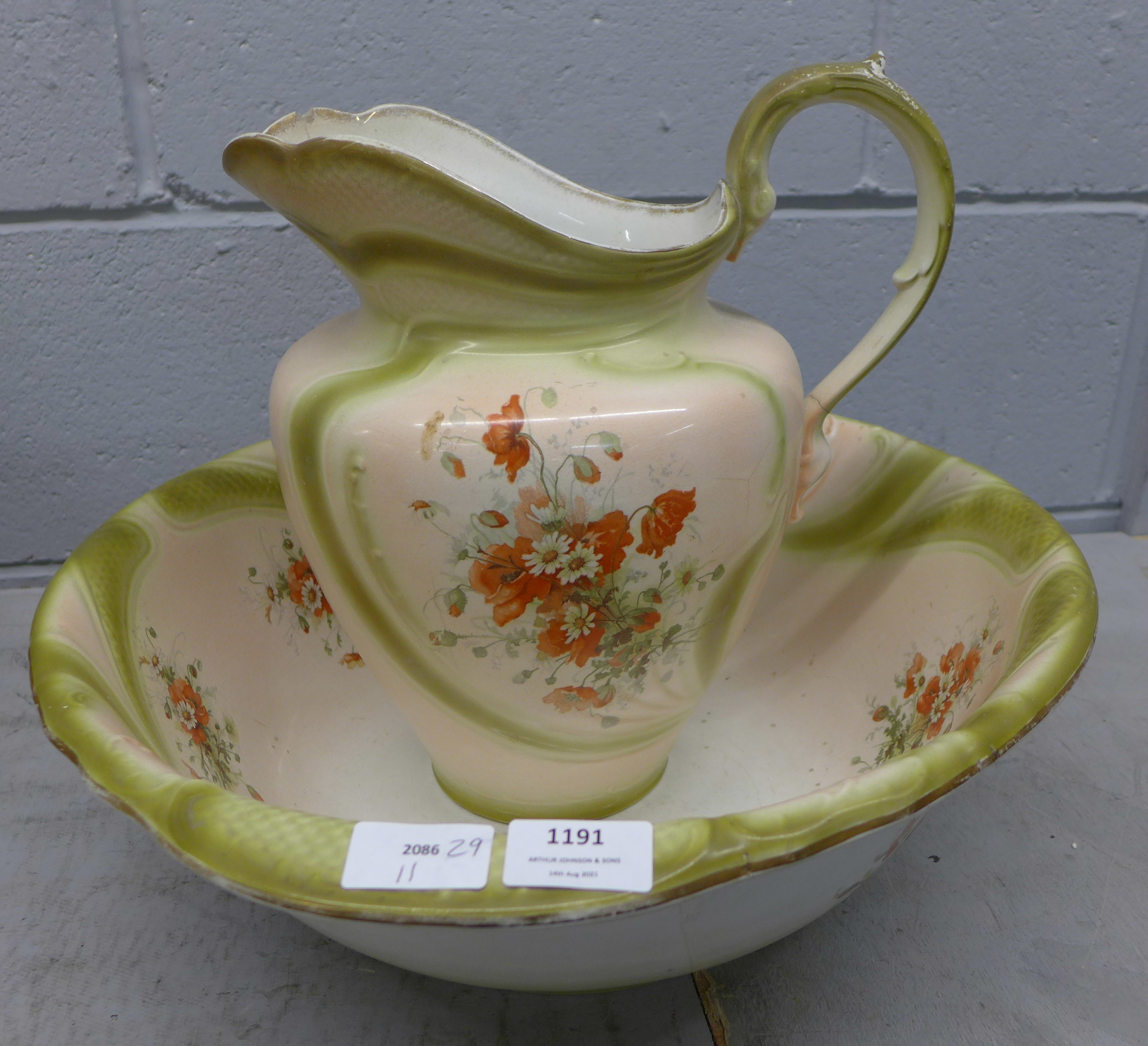 A Victorian jug and bowl **PLEASE NOTE THIS LOT IS NOT ELIGIBLE FOR POSTING AND PACKING**