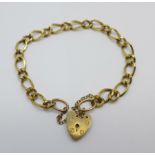 A 9ct gold bracelet, 10.9g, fastener a/f