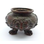 A Dutch Renaissance style bronze inkwell, a/f