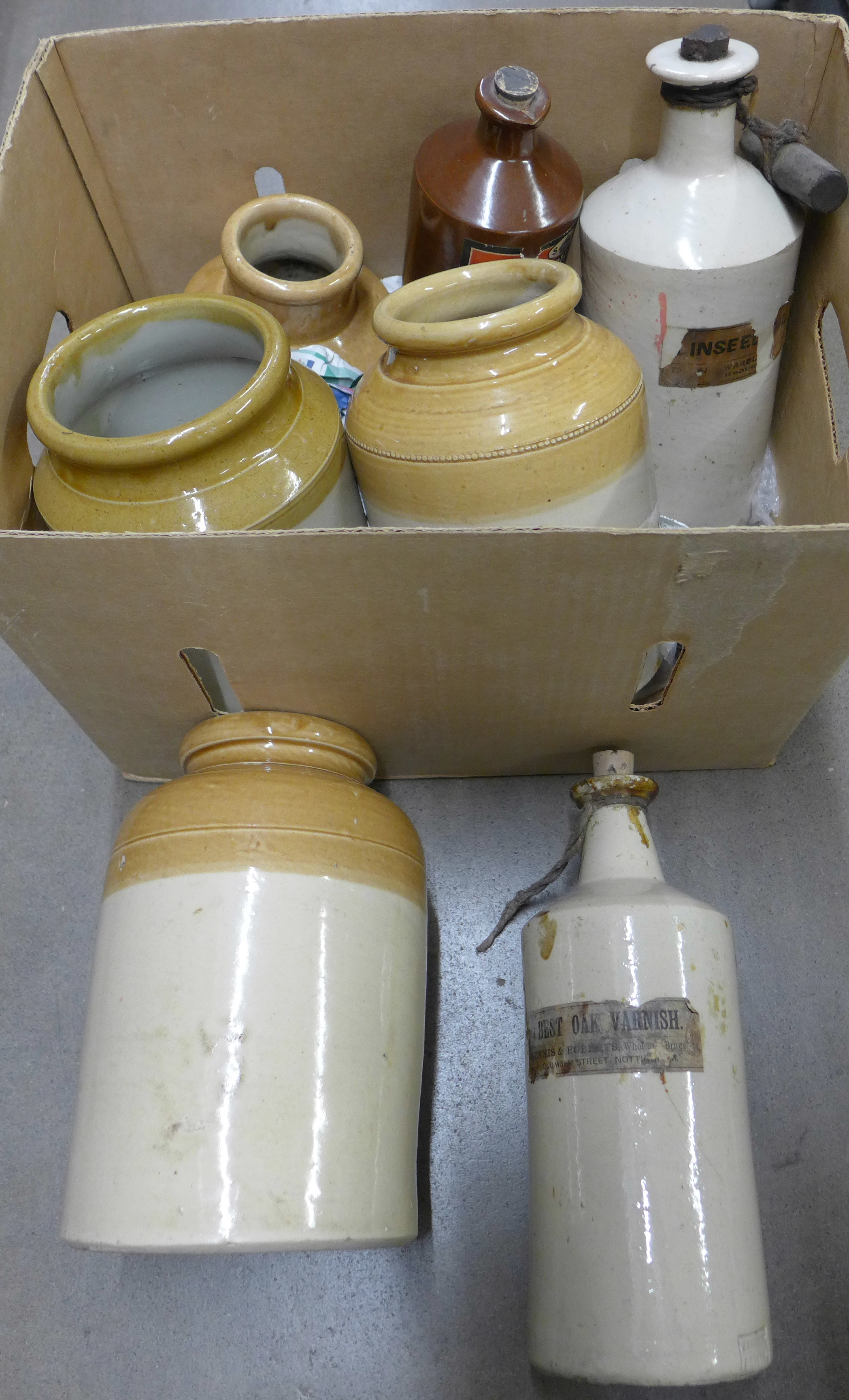 A quantity of Victorian stoneware bottles, some still full and ink bottles **PLEASE NOTE THIS LOT IS