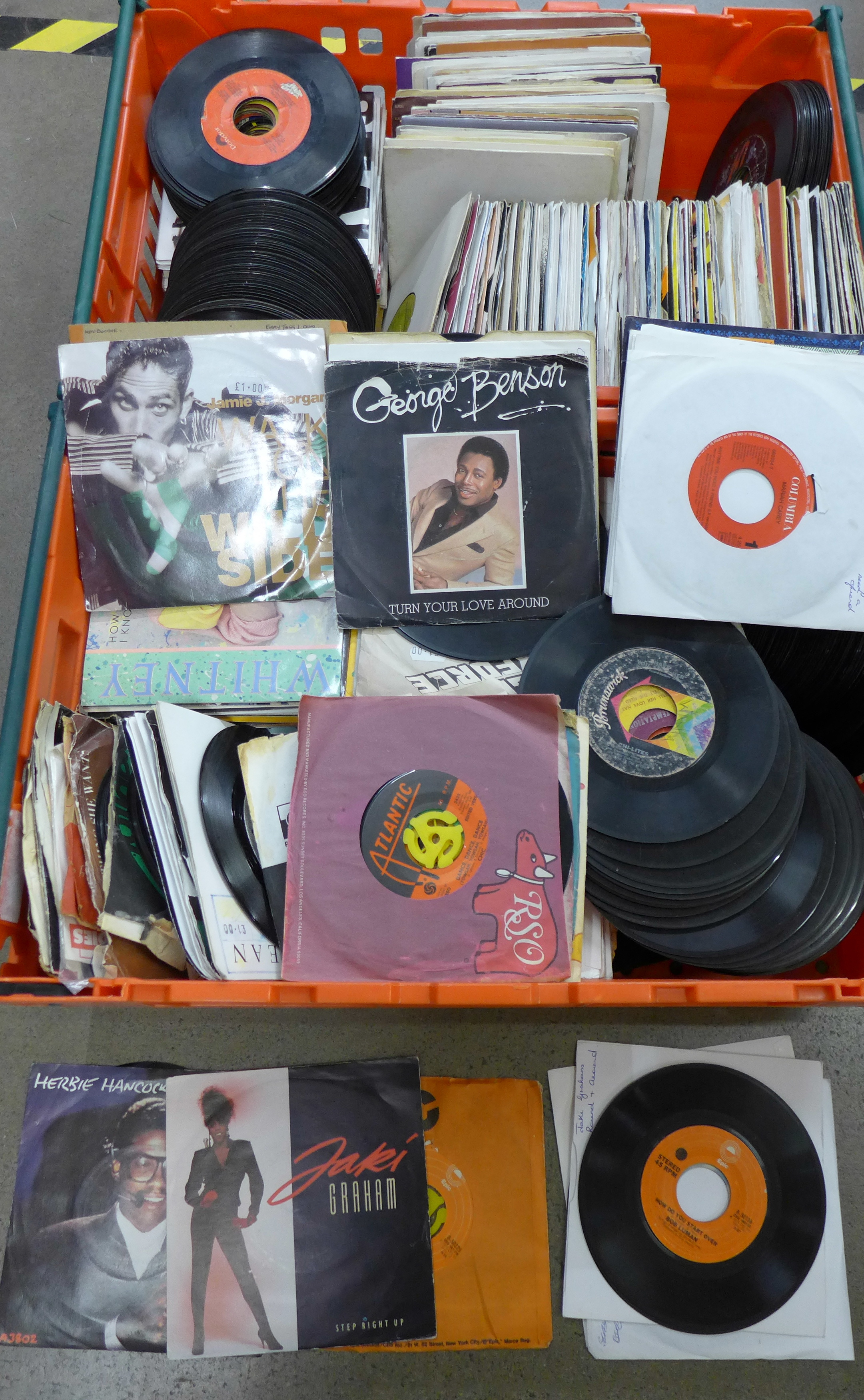 Two boxes of soul single vinyl records, 1960's-1990's **PLEASE NOTE THIS LOT IS NOT ELIGIBLE