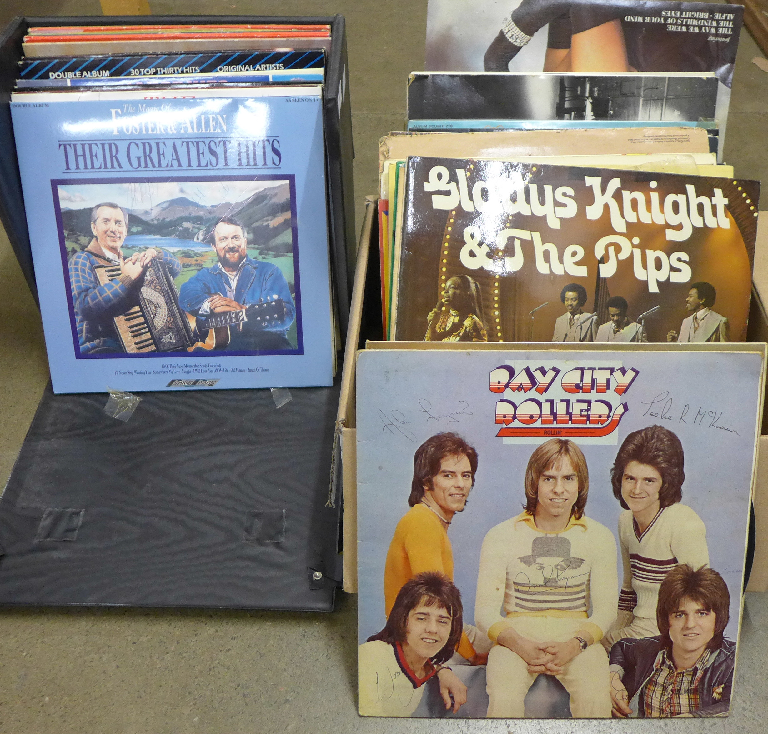 Two boxes of LP records, mainly 1970's including a Bay City Rollers LP **PLEASE NOTE THIS LOT