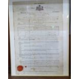 A military Napoleonic war era discharge certificate for Pte. James Fletcher, enlisted 1813 aged