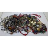 Thirty-two costume necklaces