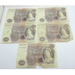 Five £10 notes